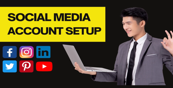 I will Setup and create your facebook, linkedin, instagram, twitter, pinterest account
