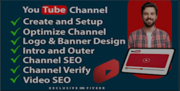 I will create and setup youtube channel with logo and banner