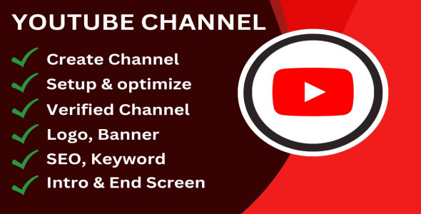 I will create and setup youtube channel with logo, banner, intro and outer