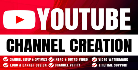 I will create and setup youtube channel with logo, banner, intro, outro