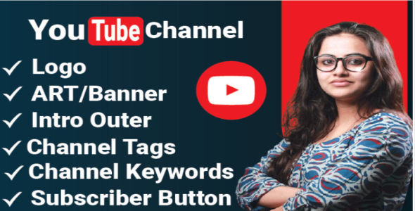 I will create and setup youtube channel with logo, banner, intro, and outer