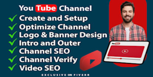 I will create and setup youtube channel with logo, banner, intro and outer