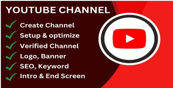 I will create and setup YouTube channel with logo, banner, intro and outer