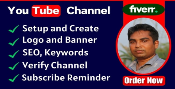 I will create and setup youtube channel with logo, banner, intro, outro