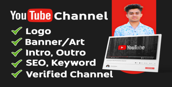 I will create and setup youtube channel with logo and banner