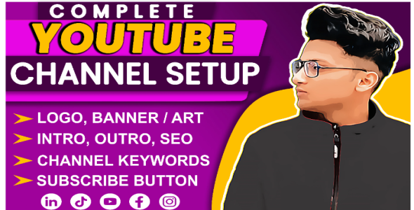 I will create and setup youtube channel with logo, banner, intro, outro