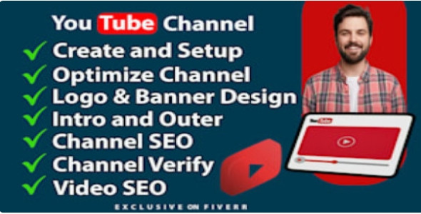 I will create and setup youtube channel with logo, banner, intro, outro