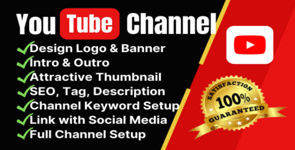 I will create and setup youtube channel with logo, banner, intro, outro