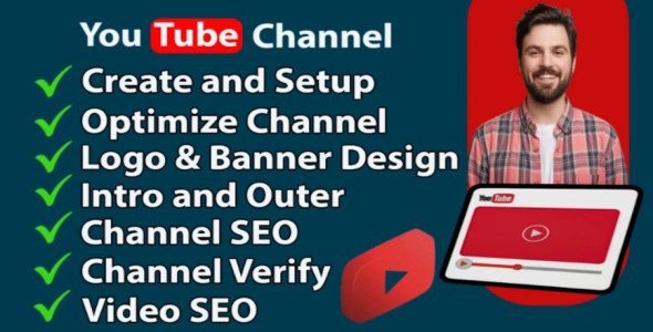 I will create and setup youtube channel with logo, banner, intro, outro