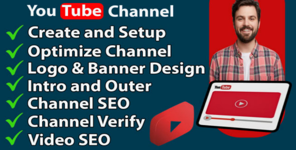 I will create and setup youtube channel with logo and banner
