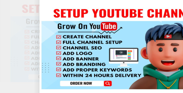 I will create and setup youtube channel with logo, banner, intro, outro and SEO