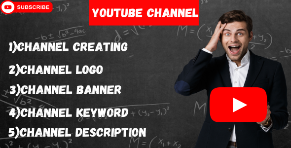 Create and setup youtube channel with logo, banner for optimize your channel