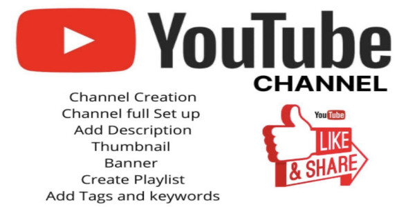 I will create and setup youtube channel with logo, banneer, intro,and outer