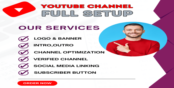 Create and setup youtube channel with logo, banner, intro, and outer