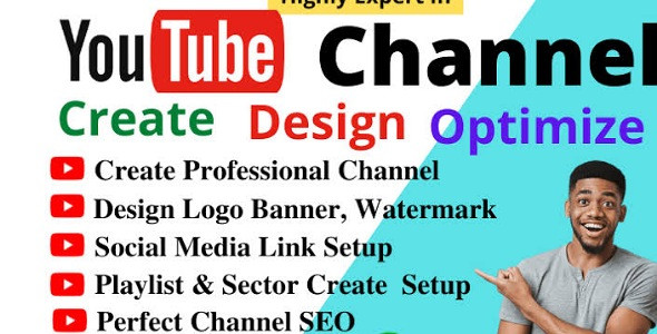 I will youtube channel create and setup with logo, banner, intro, and outro