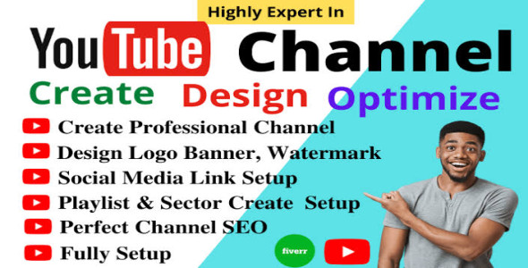 I will be your youtube manager with channel create and setup