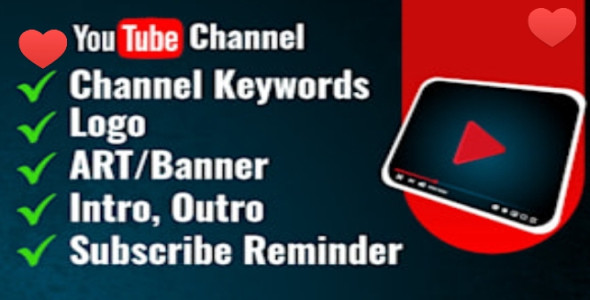 I will create and setup youtube channel with logo, banner, intro, and outer