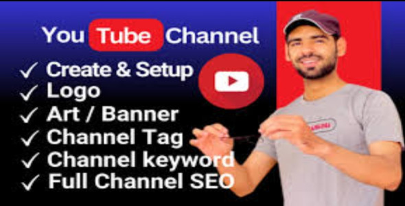 I will create and setup youtube channel with logo,banner,intro and outer