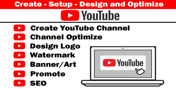 I will create and setup youtube channel with logo, banner, intro, outro