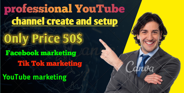 I will create and setup youtube channel with logo, banner, intro, outro