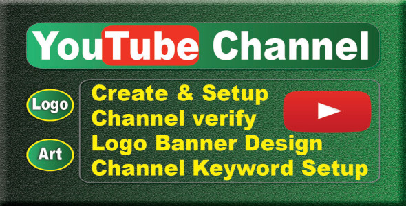 I will create and setup youtube channel with logo, banner, intro, and outer