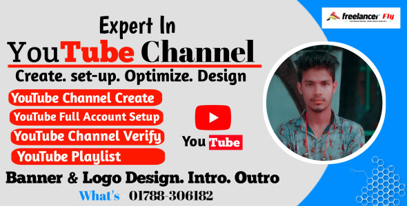 I will create youtube channel with logo, banner, intro, outro