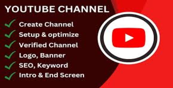 I will create an set up YouTube channel with logo banner intro and outhor