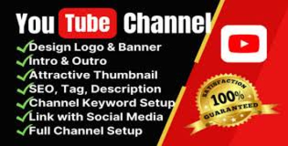 I will create and setup youtube channel with logo, banner, intro, and outer