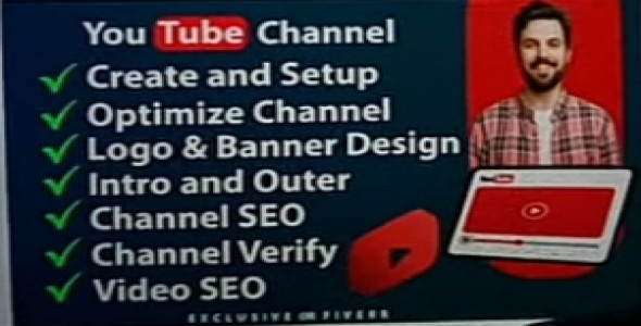 I will create and setup youtube chanel with logo,banner,intro,and outer