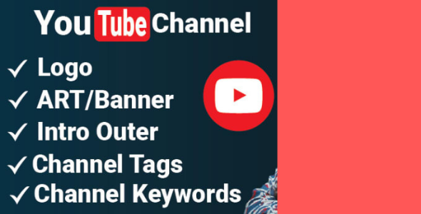 I will create and setup youtube channel with logo, banner, intro, and outer.