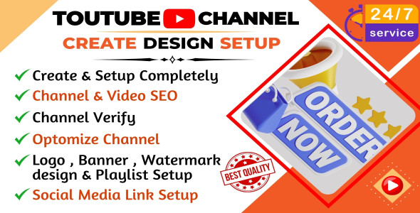 I will create your Youtube channel with logo, banner, intro, outro, SEO