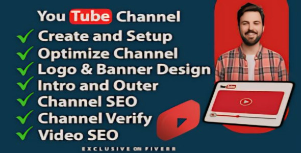 I will create and setup youtube channel with logo, banner, and SEO