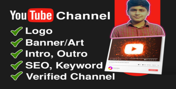 I will create and setup youtube channel with logo, banner, intro, and outer