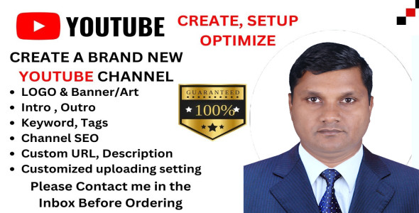 I will provide YT channel creation, setup, SEO, logo, and channel banner  Then you are at the right place. I will create a or you 100% Professionally According to your Choice. I have a lot of experience on create, setup, design, and optimizingYT channel f
