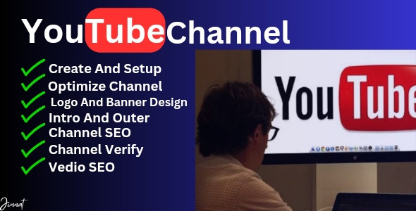 I will create and setup youtube channel with logo, banner, intro, and outer