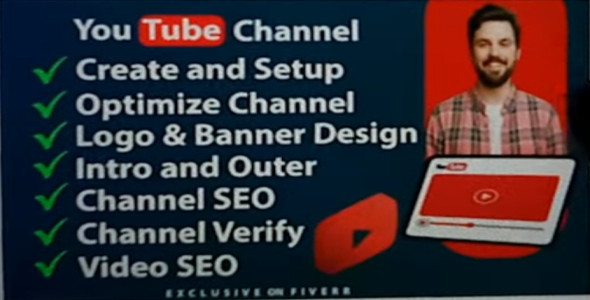 I will create and setup youtube channel with logo, banner, and SEO