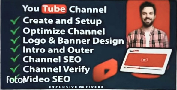 I will create and setup youtube channel with logo, banner, intro, and outer