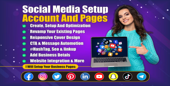 I will create and setup facebook, instagram, youtube, pinterest and all business pages
