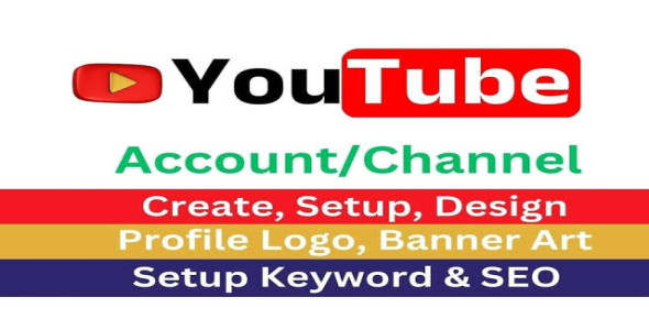 I will create and setup youtube channel with logo, banner, intro, and outer