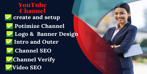 I will create and setup youtube channel with logo, banner, intro, and outer