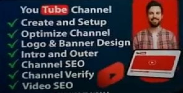 I will create and setup YouTube channel with logo, banner ,intro, and outer