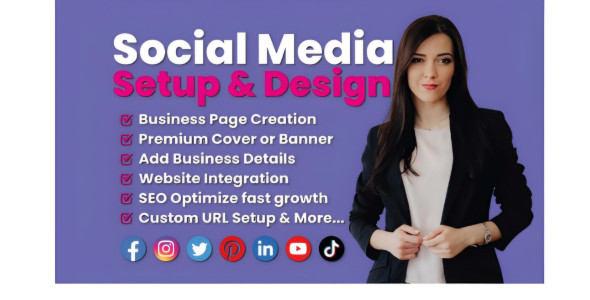 I will setup facebook business page, instagram, youtube, social media accounts create