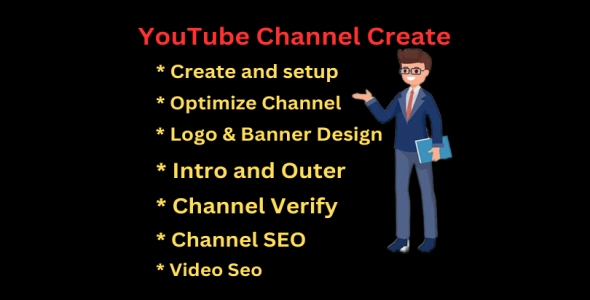 I will create and setup youtube channel with logo, banner, intro, and outer