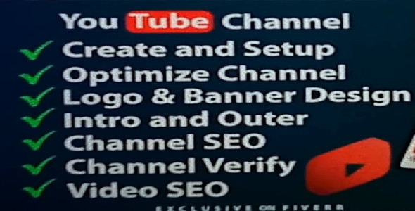 I will create and setup youtube channel with logo, banner, intro, and outer