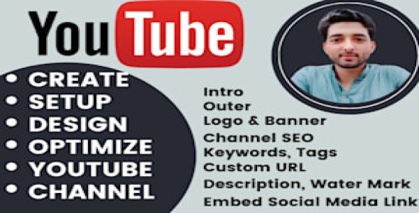 I will create and setup youtube channel with logo, banner,intro and outer