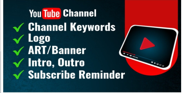 I will create and setup youtube channel with logo, banner, intro, and outer