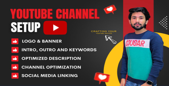 I will create and setup youtube channel with logo, banner,intro and outer