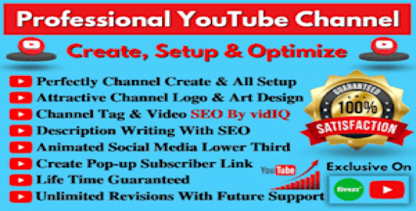 I will create and setup youtube channel with logo, art, and SEO