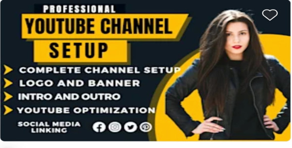 I well create and setup YouTube channel with logo, banner, intro, and outer