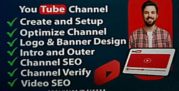 I will create and setup youtube channel with logo, banner, intro, and outer